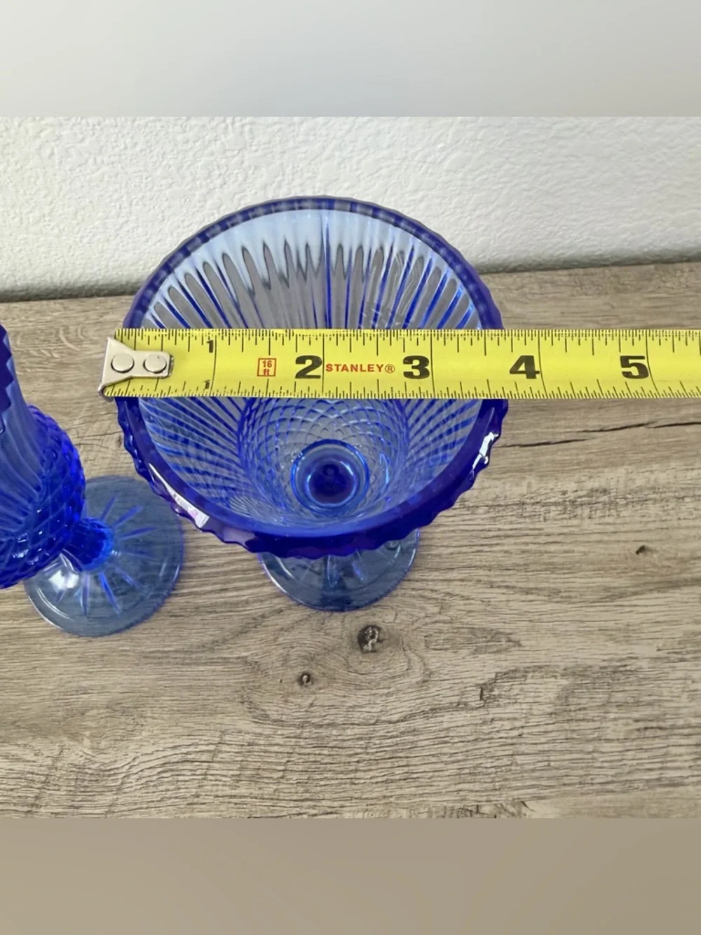 Avon Fostoria George and Martha Washington Glasses Blue Cobalt Goblets 8” tall